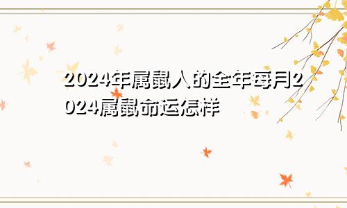 2024年属鼠人的全年每月2024属鼠命运怎样