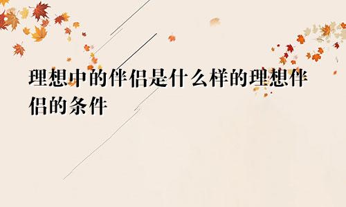 理想中的伴侣是什么样的理想伴侣的条件