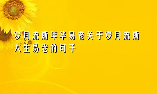 岁月流逝年华易老关于岁月流逝人生易老的句子