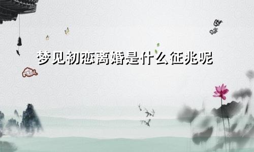 梦见初恋离婚是什么征兆呢