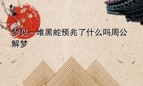 梦见一堆黑蛇预兆了什么吗周公解梦