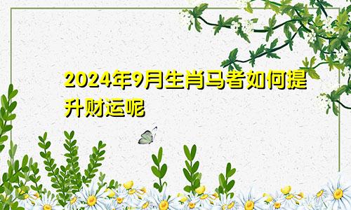 2024年9月生肖马者如何提升财运呢