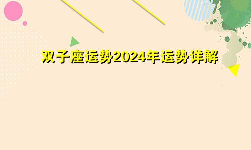 双子座运势2024年运势详解